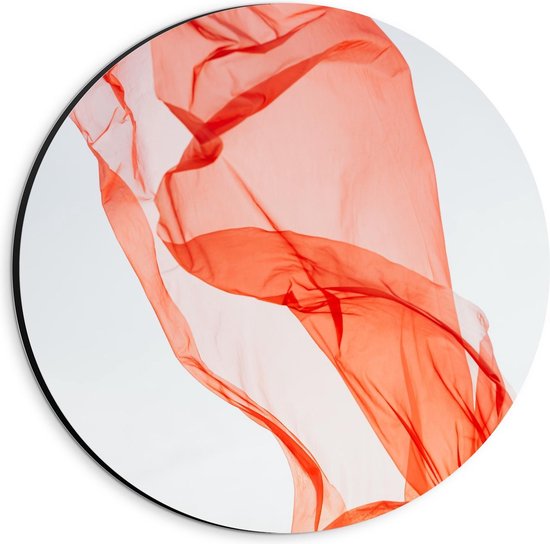 Dibond Wandcirkel - Rood Doek - 20x20cm Foto op Aluminium Wandcirkel (met ophangsysteem)