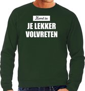 Kerst is: je lekker volvreten Kerst sweater / Kersttrui groen voor heren - Kerstkleding / Christmas outfit XL