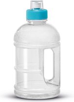 1x Transparante kunststof bidon/drinkfles/waterfles 1250 ml - Sport bidon waterflessen - Push-pull dop