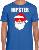 Foute Kerst t-shirt / Kersttrui Hipster Santa blauw voor heren- Kerstkleding / Christmas outfit XL