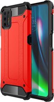 Armor Hybrid Back Cover - Motorola Moto G9 Plus Hoesje - Rood