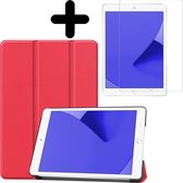 Hoes Geschikt voor iPad 10.2 2019 Hoes Luxe Hoesje Book Case Met Screenprotector - Hoesje Geschikt voor iPad 7 Hoes Cover - Rood