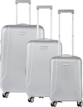 CarryOn Skyhopper kofferset – TSA Trolleyset met OKOBAN – Dubbele wielen - Zilver