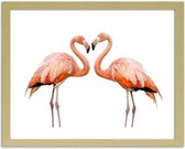 Foto in frame Flamingo liefde, 3 maten, roze/wit, Premium print