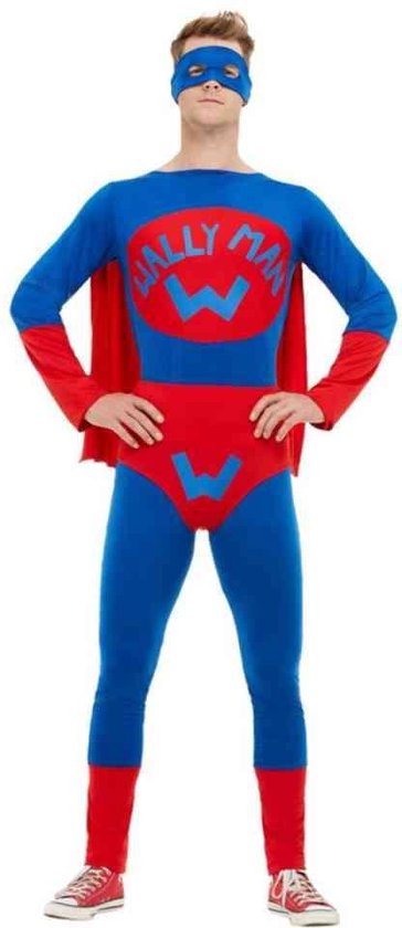Smiffy's - Wallyman De Ware Superheld Kostuum - Blauw, Rood - Large - Carnavalskleding - Verkleedkleding