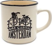 Mok - Beker Klein - Fiets Amsterdam Bike Capital - Creme - Souvenir - Een Stuk