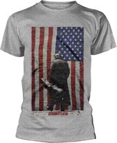 Johnny Cash Heren Tshirt -S- American Flag Grijs