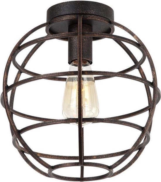 Grommen Presentator infrastructuur Pianeta Plafondlamp vintage bol d:27cm antiek bruin - Industrieel -  Freelight - 2 jaar... | bol.com