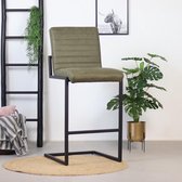 Bronx71® Barkruk industrieel Block olijfgroen 79 cm - Barkrukken met rugleuning - Barstoel groen - Barstoelen met rugleuning