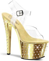 Pleaser - STARDUST-708 Sandaal met enkelband, Paaldans schoenen - Paaldans schoenen - 37 Shoes - Goudkleurig