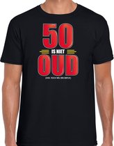 50 is niet oud cadeau t-shirt - zwart - voor heren - 50e verjaardag kado shirt / outfit / Abraham 2XL