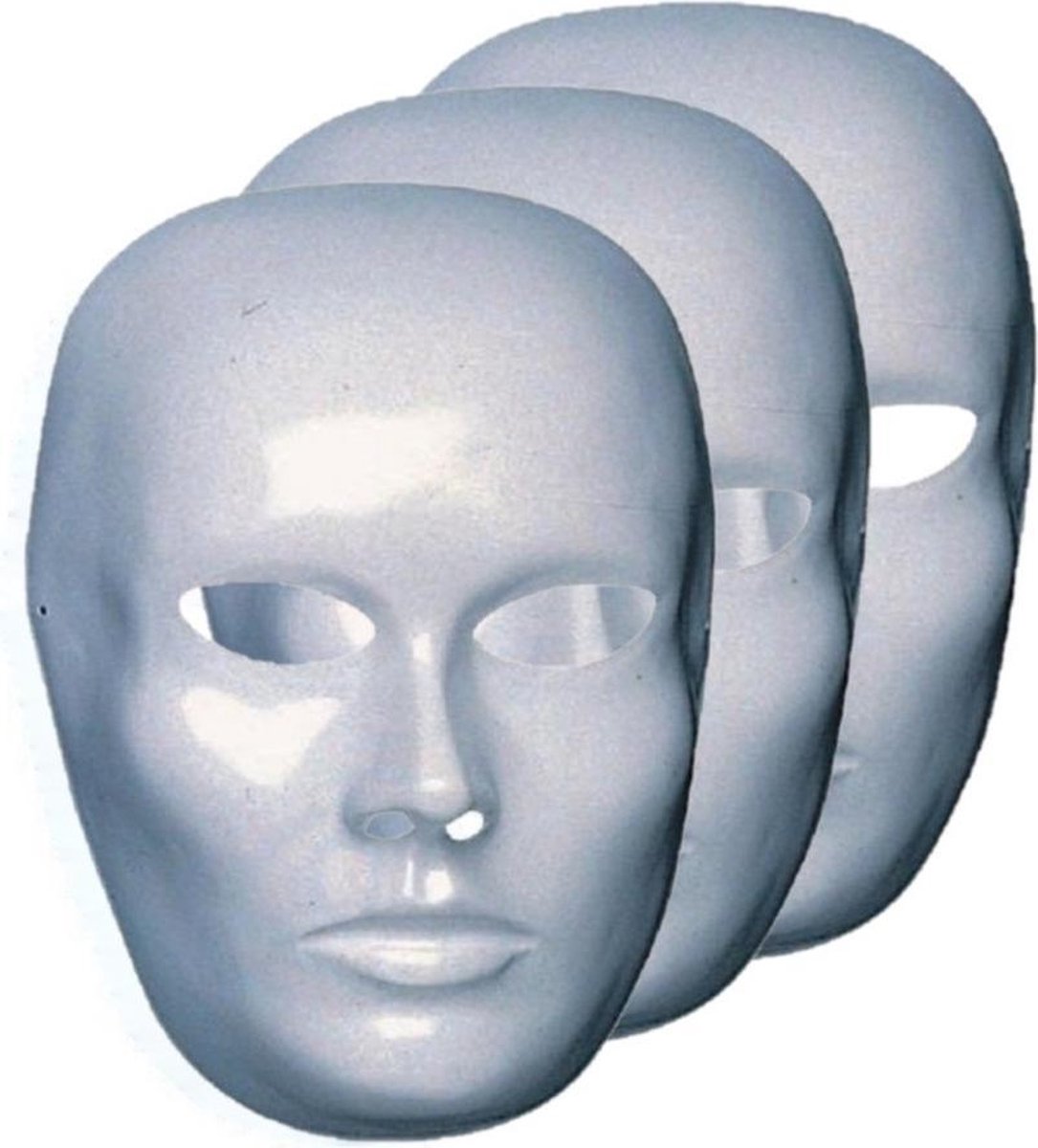 Lot De 5 Masques Chats En Plastique Blanc – 18,5 X 18 Cm – Vierges Pour Peinture, DIY, Cosplay, Fêtes Et Halloween