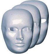 Set van 4x stuks wit blanco maskers dames gezicht - Zelf te beschilderen of te decoreren