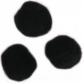 70x stuks knutsel pompons 25 mm zwart hobby knutselen - zelf dieren maken