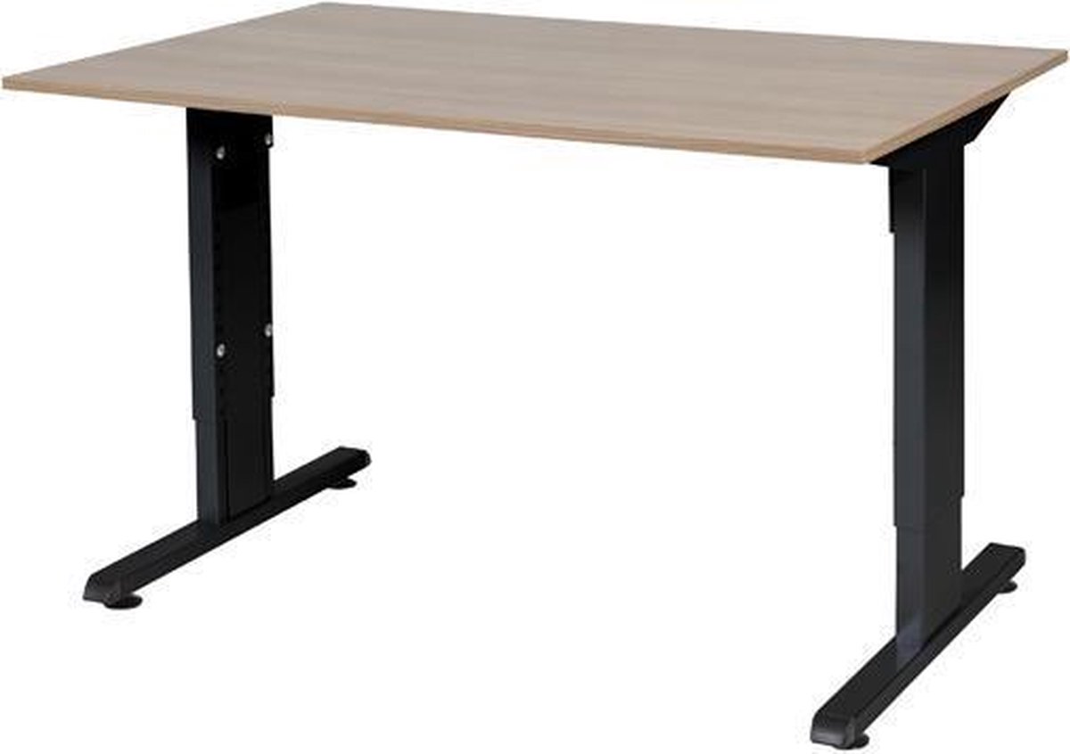 RoomForTheNew Bureau Schiphol Normal-Bureau - Bureautafel - Gaming bureau - Game bureau - Computertafel - Desk - Bureau wit - Verstelbaar bureau - Gaming Desk - Bureau tafel - Bureau verstelbaar--Havana blad-Zwart  onderstel- 120x80