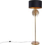 QAZQA botanica - Landelijke Vloerlamp | Staande Lamp met kap - 1 lichts - H 165 cm - Zwart Goud - Woonkamer | Slaapkamer