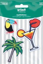 Strijk embleem applicatie Tukan+Cocktail+Palm