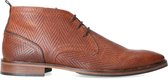 Sacha - Heren - Cognac leren veterboots met design - Maat 41