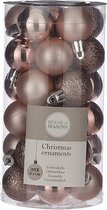 Paquet de petites boules de Noël incassables rose clair 3 cm - 30 pièces Mini boules de Noël rose clair