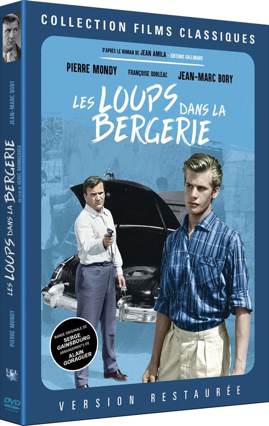 DVD hoes voor 'Les Loups dans la Bergerie' met Pierre Mondy en Jean-Marc Bory. Titel in blauw en wit.