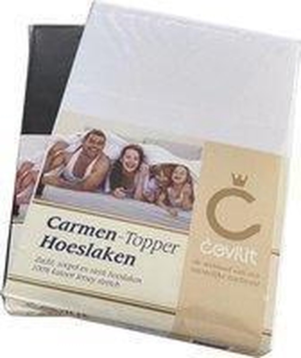 Topper Hoeslaken Carmen 1 persoons Jersey Taupe 90/200