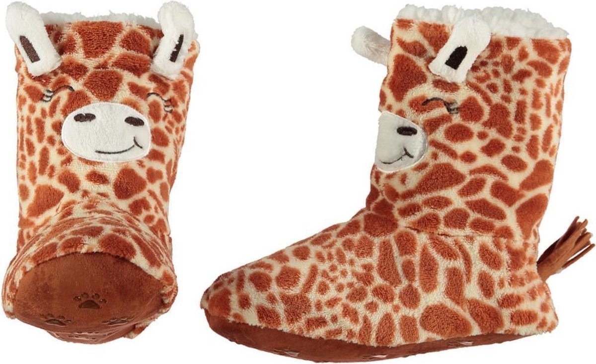 Hoge beige/bruine giraffe pantoffels/sloffen voor dames - Dierenprint  giraffen... | bol.com