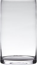Transparante home-basics Cilinder vorm vaas/vazen van glas 25 x 15 cm - Bloemen/takken/boeketten vaas voor binnen gebruik