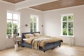 Beddenleeuw Boxspring Bed Isabella - Kingsize 200x220 - Incl. Hoofdbord + Matras - Lederlook Antraciet (Skai)