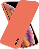 Vierkante silicone case voor geschikt voor Apple iPhone - oranje