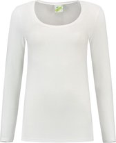 Bodyfit dames shirt lange mouwen/longsleeve wit - Dameskleding basic shirts M (38)