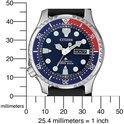 Citizen Promaster horloge met blauwe wijzerplaat, rood-blauwe lunette, datumweergave en schaalverdeling.