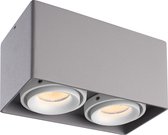 Dimbare LED Opbouwspot plafond Esto Grijs 2 lichts met 2 witte afdekringen IP20 kantelbaar excl. GU10 lichtbron