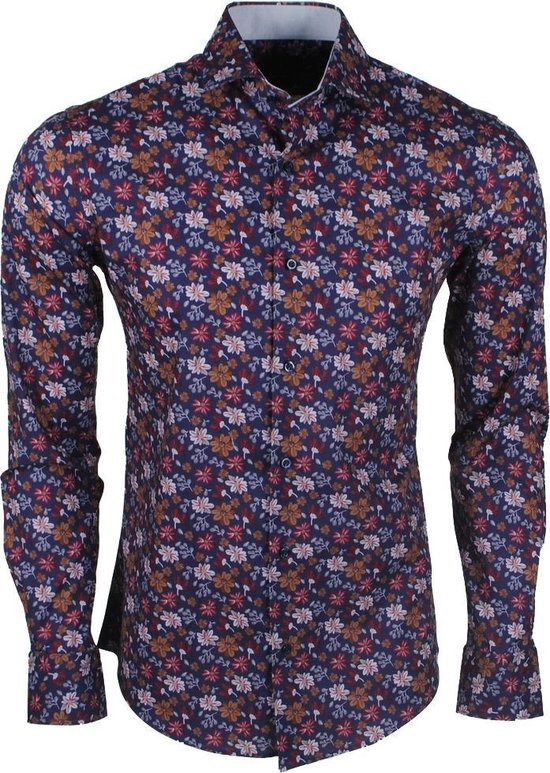 Marco Cassette - Heren Design Overhemd - Modern Fit - Blauw met bloemen |  bol.com