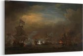 Schilderij - Gevecht tijdens de zeeslag bij Kijkduin — 100x70 cm
