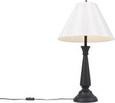 QAZQA taula - Klassieke Tafellamp met kap - 1 lichts - H 725 mm - Zwart -  Woonkamer | Slaapkamer
