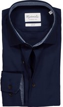 Michaelis Slim Fit overhemd - donkerblauw Oxford (contrast) - Strijkvrij - Boordmaat: 38