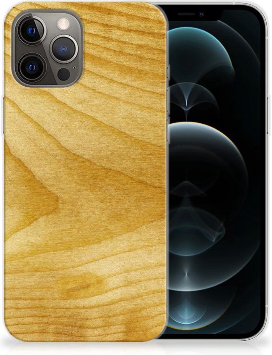 iPhone 12 Pro Max Bumper Hoesje Licht Hout