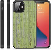 Smartphone Hoesje iPhone 12 Mini Cover Case met Zwarte rand Green Wood