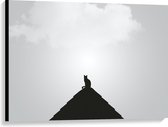 Canvas  - Silhouette Kat op Piramide - 100x75cm Foto op Canvas Schilderij (Wanddecoratie op Canvas)