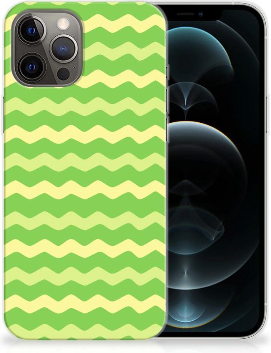 Back Cover voor iPhone 12 Pro Max TPU bumper Waves Green