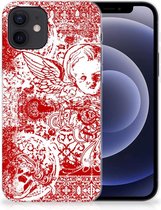 GSM Hoesje iPhone 12 | 12 Pro (6.1") Back Case TPU Siliconen Hoesje Angel Skull Red
