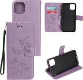 iPhone 12 Hoesje - Coverup Bloemen & Vlinders Book Case - Paars