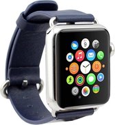 Nieuwe lederen band met klassieke gesp voor geschikt voor Apple Watch band blauwe kleur 42mm - 44mm vervangende horlogeband voor Apple watch Series 6/5/4/3/2/1 Watchbands-shop.nl