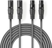 Nedis Gebalanceerde Audiokabel | 2x XLR 3-Pins Male | 2x XLR 3-Pins Female | Vernikkeld | 3.00 m | Rond | PVC | Donkergrijs | Kartonnen Sleeve