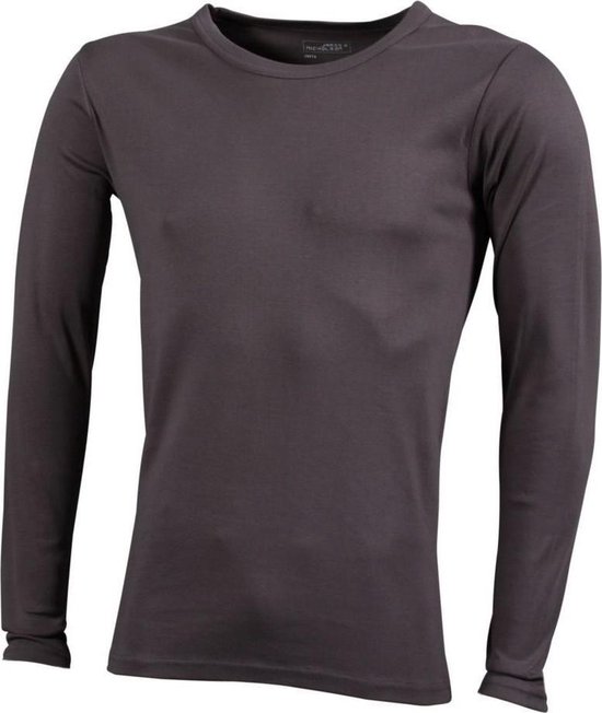 James and Nicholson - T-shirt à manches longues pour hommes (gris foncé)