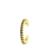 Zilveren goldplated earcuff geboortesteen zirkonia - Februari