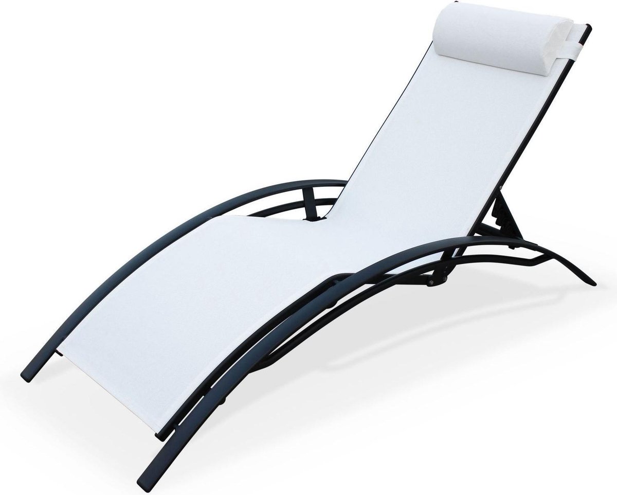 Louisa ligstoel van aluminium en textileen, kleur antraciet/wit