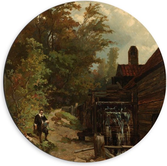 Dibond Wandcirkel - Oude meesters - Jacob van Ruisdael, Albert Gerard Bilders, 1864 - 60x60cm Foto op Aluminium Wandcirkel (met ophangsysteem)