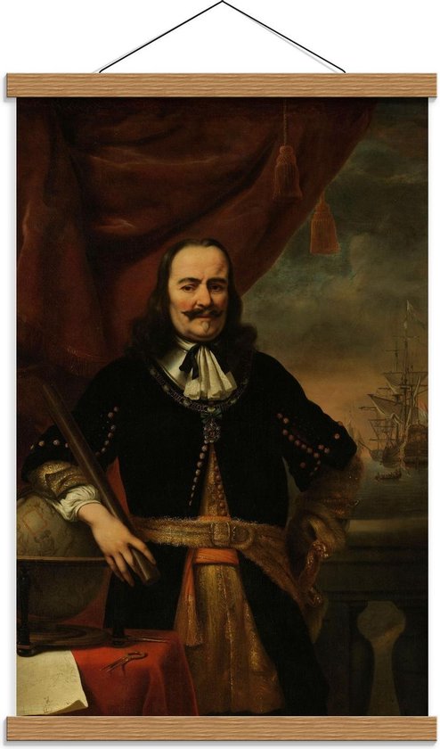 Schoolplaat – Oude meesters - Michiel de Ruyter als luitenant, Ferdinand Bol - 40x60cm Foto op Textielposter (Wanddecoratie op Schoolplaat)