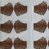 Stof voor mondkapjes van 100% katoen | voorbedrukt paneel |12 mondkapjes om zelf te naaien - exclusieve designs - Luipaard - Bruin